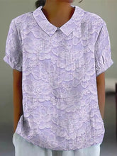 Frauen Alzheimer Bewusstsein Lila Blume Bedrucktes Baumwoll Leinen Kurzarm Hemd